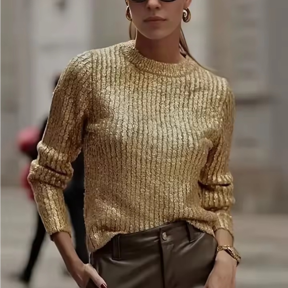 NWOT⚜️Stylish Gold Knit Sweater
